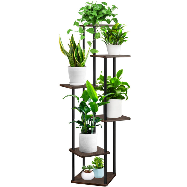 6-Tier Hölzern Blumenregal Pflanzenregal, Mehrstöckig Blumenständer Pflanzenständer Blumenbank Blume