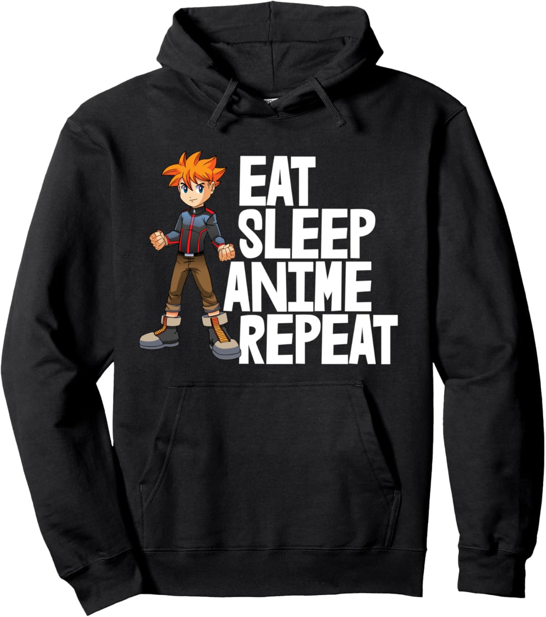 Eat Sleep Anime Repeat Lustige Animation Pullover Hoodie