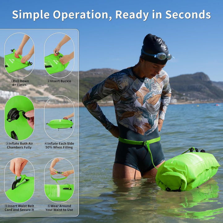 Naturehike 18L Schwimmboje Zwei Airbags Swim Boje Trockensack wasserdichte Strandtasche mit Verstell