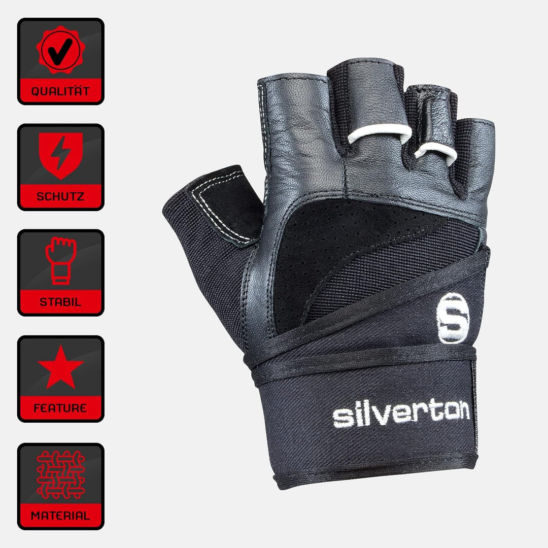 silverton Power Fitness Handschuhe mit Handgelenkumwicklung | Verstellbarer Druck für optimale Stabi