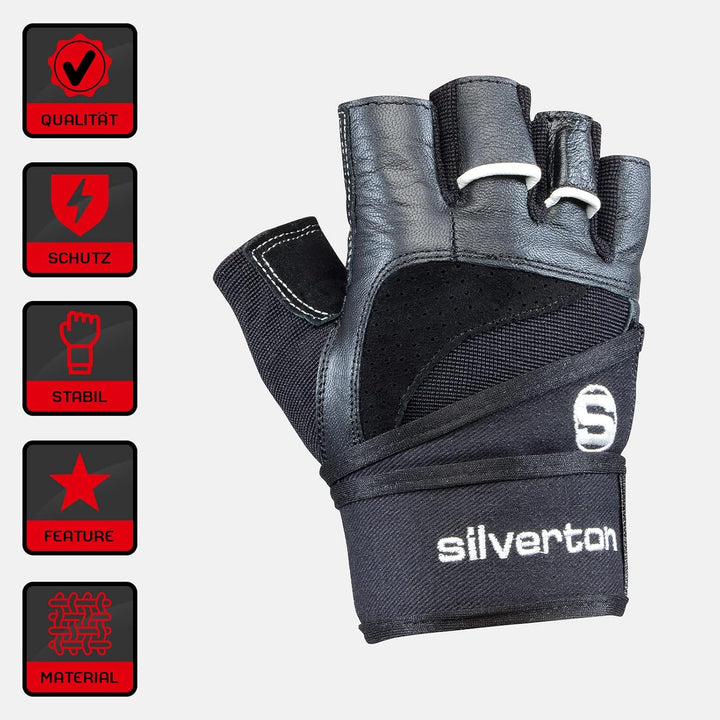 silverton Power Fitness Handschuhe mit Handgelenkumwicklung | Verstellbarer Druck für optimale Stabi
