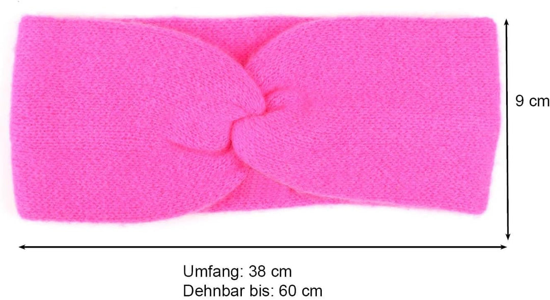 Zwillingsherz Stirnband aus 100% Kaschmir - Hochwertiges Grobstrick-Kopfband im Uni für Damen Frauen