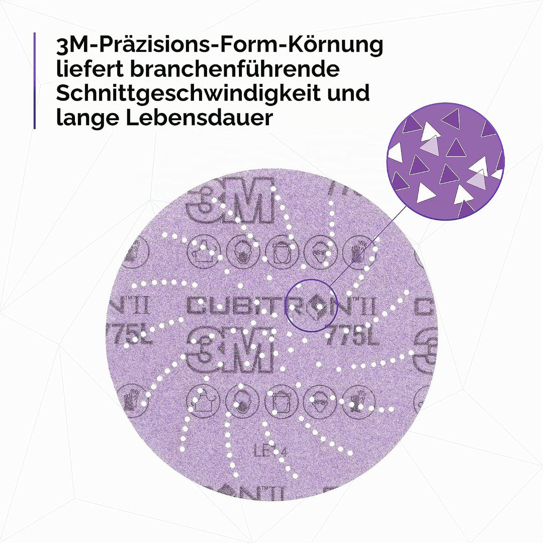 3M Xtract Cubitron, Filmscheibe 775L, 127 mm, 320+, Sauberer Sand, 50 Scheiben pro Packung, 127 mm