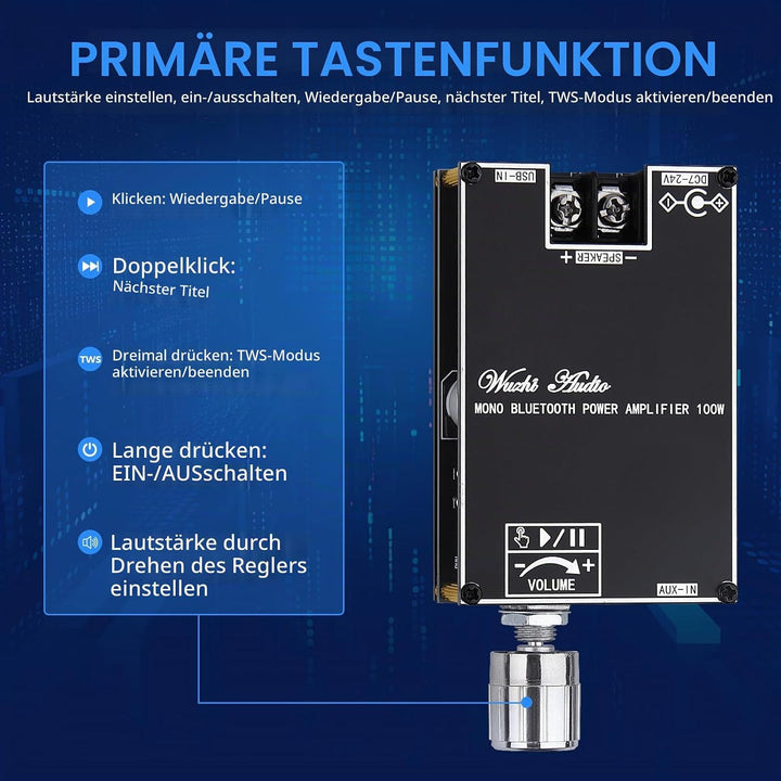 HiFi-Verstärker mit Bluetooth 5.1, ZK-1001B Audioverstärker Karte 100W Mini TWS Mono Audio-Verstärke