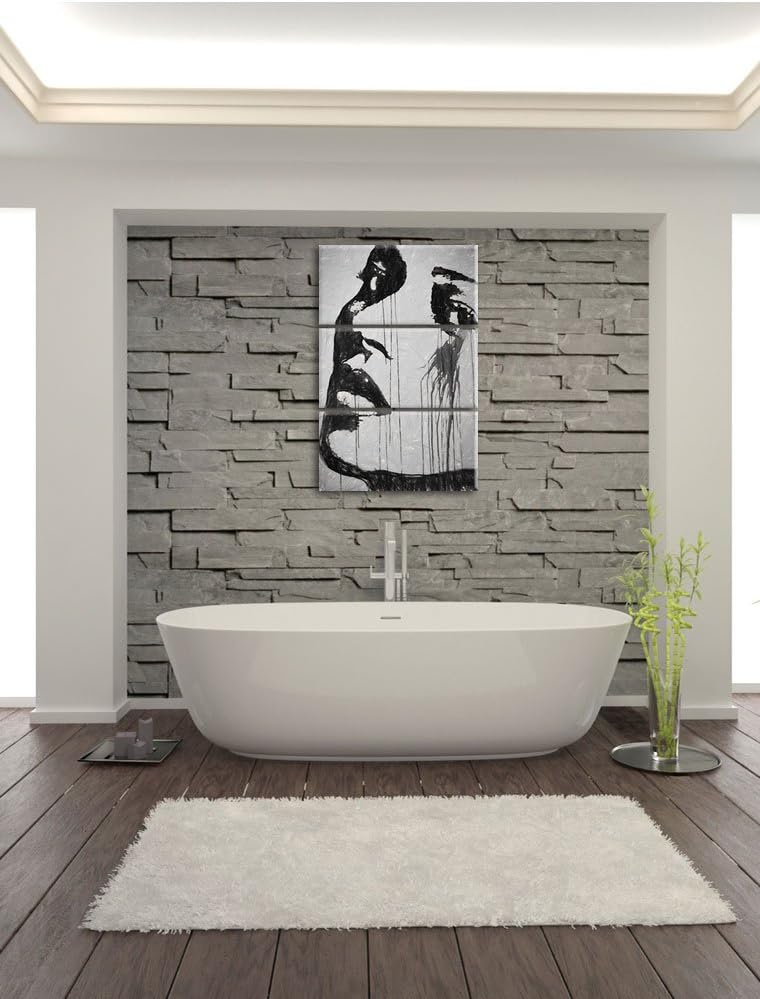 Pixxprint Abstrakt Frau Kohle Effekt 3-Teiler Leinwandbild 120x80 Bild auf Leinwand