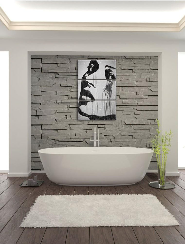 Pixxprint Abstrakt Frau Kohle Effekt 3-Teiler Leinwandbild 120x80 Bild auf Leinwand