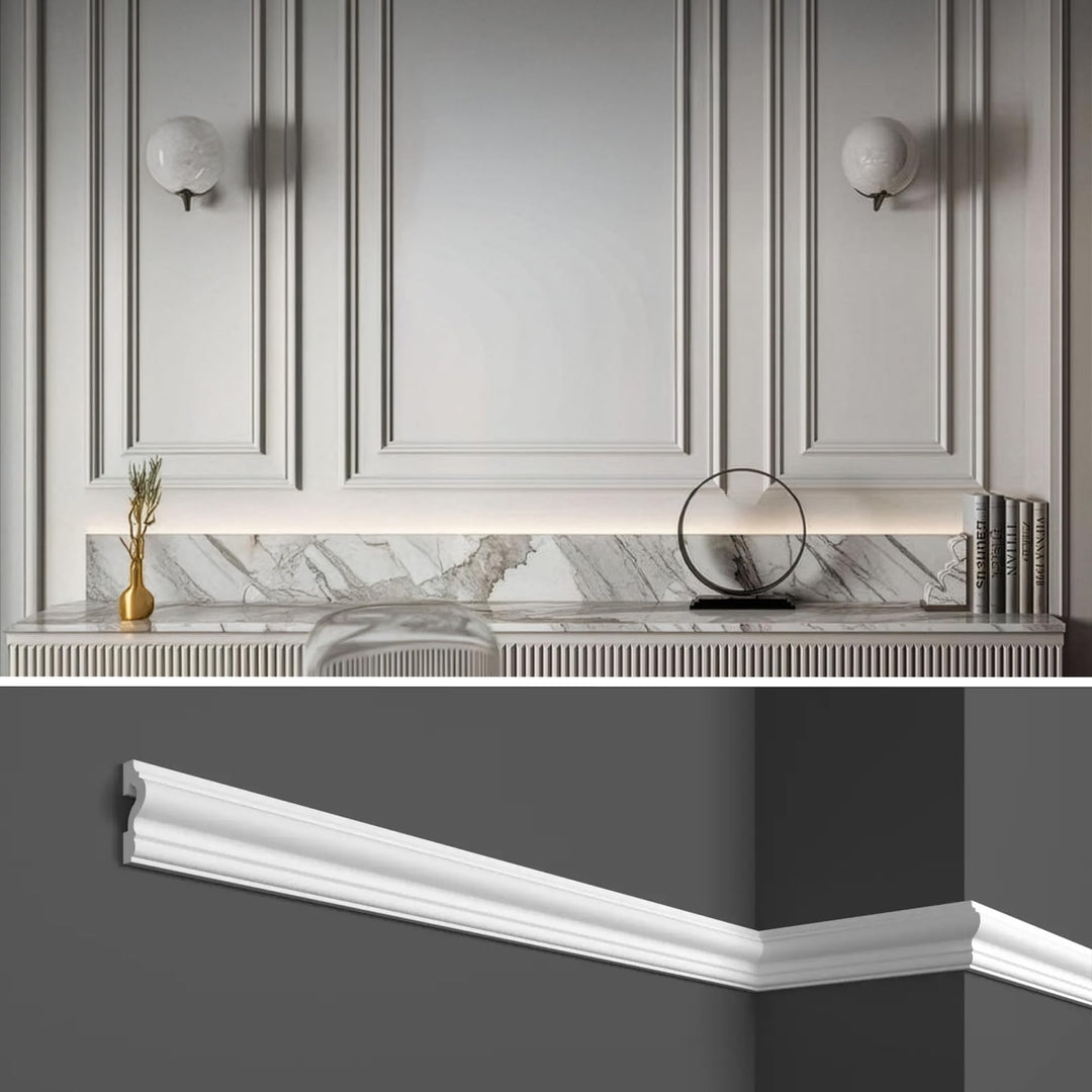 HCR517 Boiserie Wandrahmen 2 Meter Hart-Weiss (besser als Polystyrol und Gips) für Wandrahmen