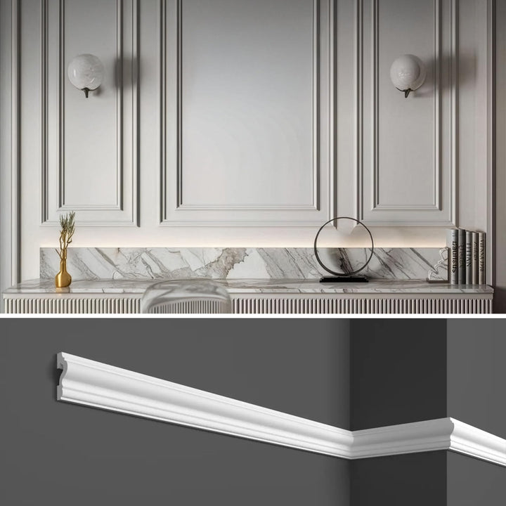 HCR517 Boiserie Wandrahmen 2 Meter Hart-Weiss (besser als Polystyrol und Gips) für Wandrahmen