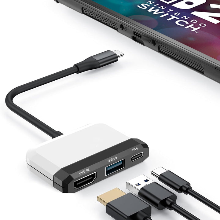 Switch Dock für Nintendo OLED und Steam Deck mit 4K HDMI, USB 3.0 Port, Type C 100W PD Aufladung, Po