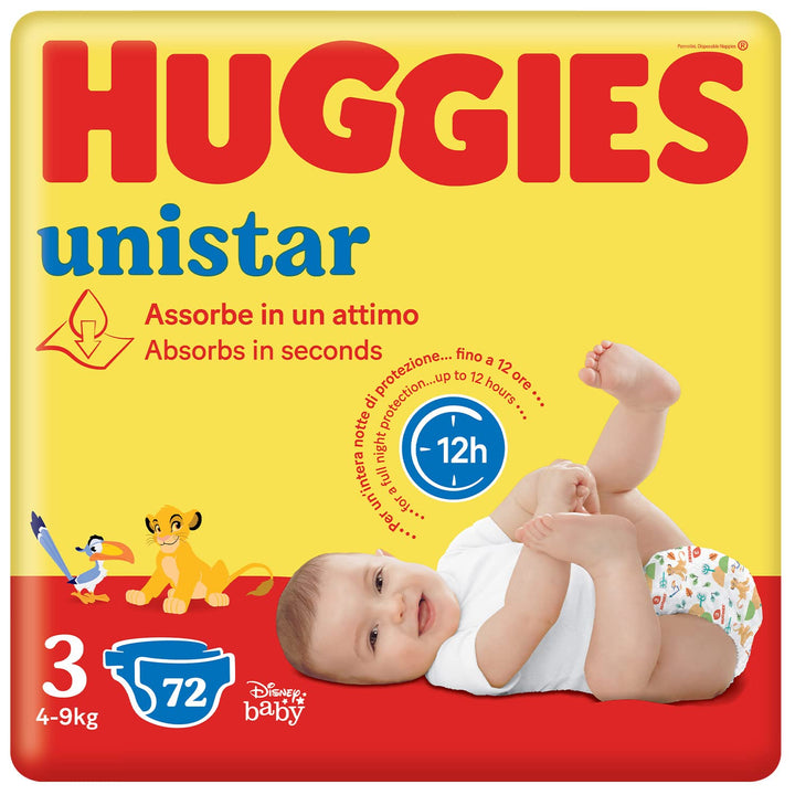 Huggies Unistar Windeln, Grösse 3 (4-8 kg), 72 Windeln Taglia 3 72 Pannolini, Taglia 3 72 Pannolini