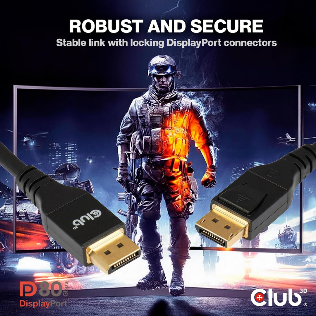 Club3D CAC-1094 DisplayPort™ 2.1 VESA DP80 zertifiziertes Kabel 8K240Hz 2m, CAC-1094