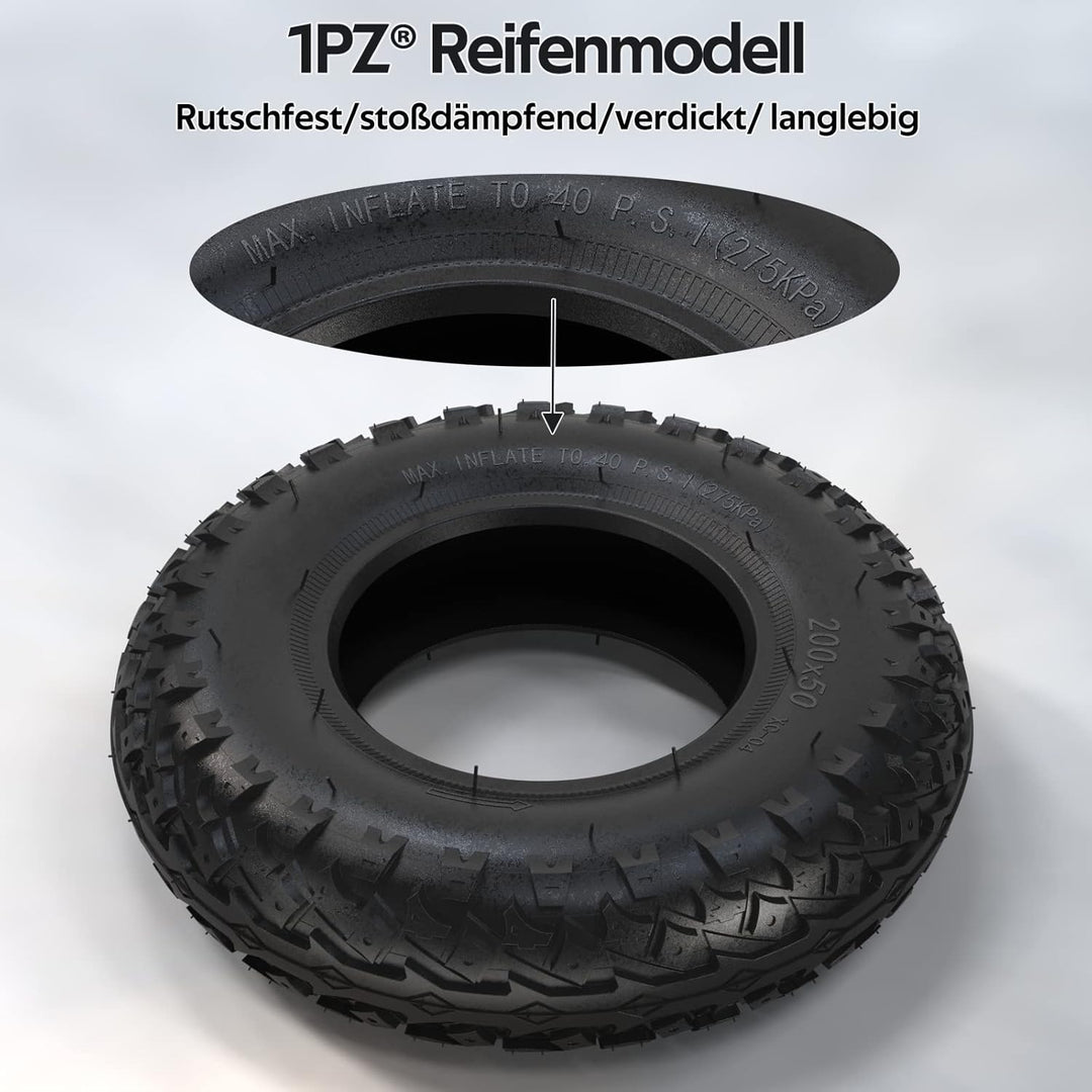 1PZ 2MN-7JW 200x50 Reifen und Schlauch Ersatz für Razor E100 E150 E200 Dune Buggy Schwinn ePunk Elek