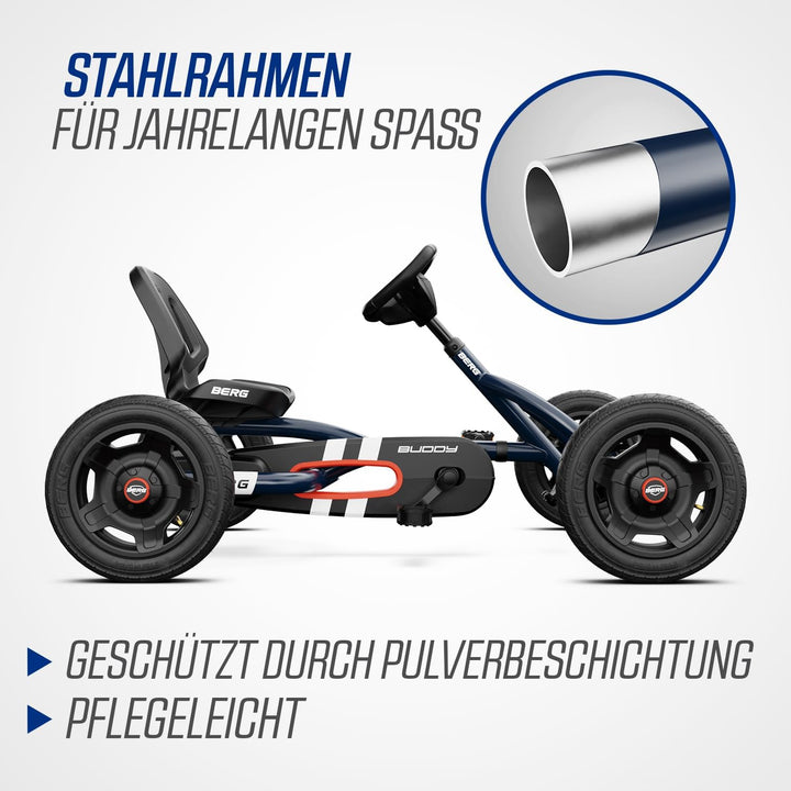 BERG Buddy Classic Pedal Gokart Blau | Kinderfahrzeug | Tretfahrzeug mit hohem Sicherheitsstandard |