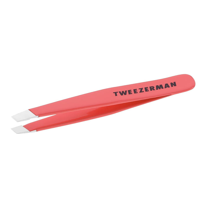 TWEEZERMAN Mini Pinzette (Handgeschliffene, schräge Spitzen, Augenbrauen zupfen, Profi Qualität, ros
