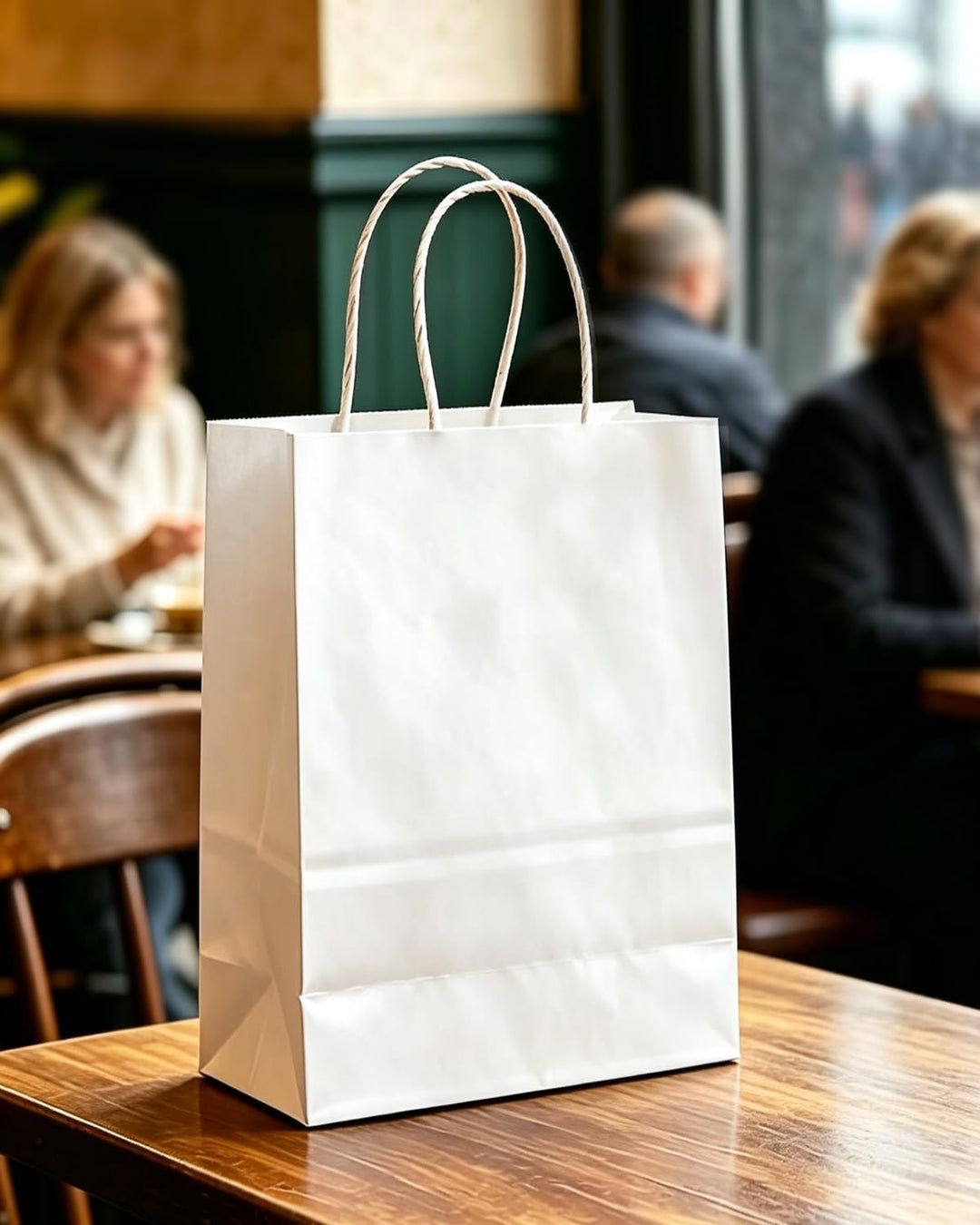 Gcardist 100-Packs weisse Geschenk-Taschen mit Griffen Bulk 11"x8.3"x4.3" Medium Size Paper Bags Mul