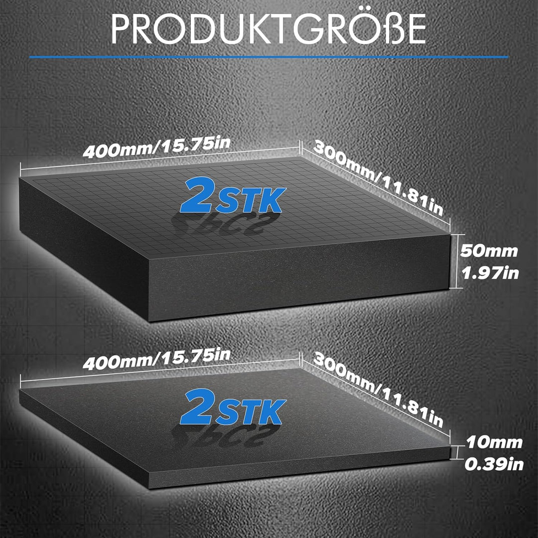 TIHOOK Rasterschaumstoff, Schaumstoff Zuschnitt, Werkzeug Foam, 2 STK 400 x 300 x 50 mm, 2 STK 400 x