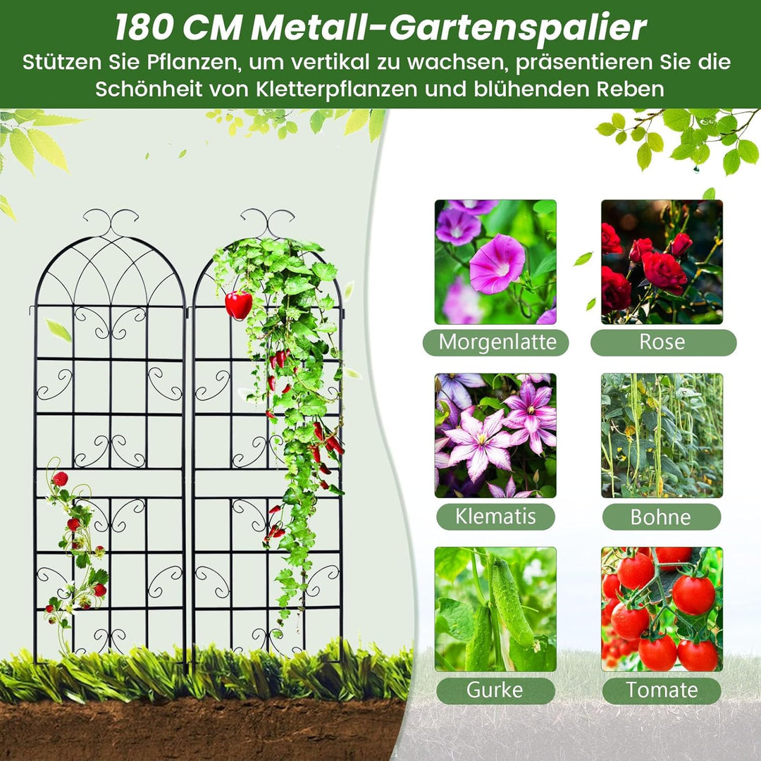 GOPLUS Rankgitter Metall 2er/4er Set, Sichtschutz Garten 180/220 cm hoch, Rosenspalier, Rosengitter,