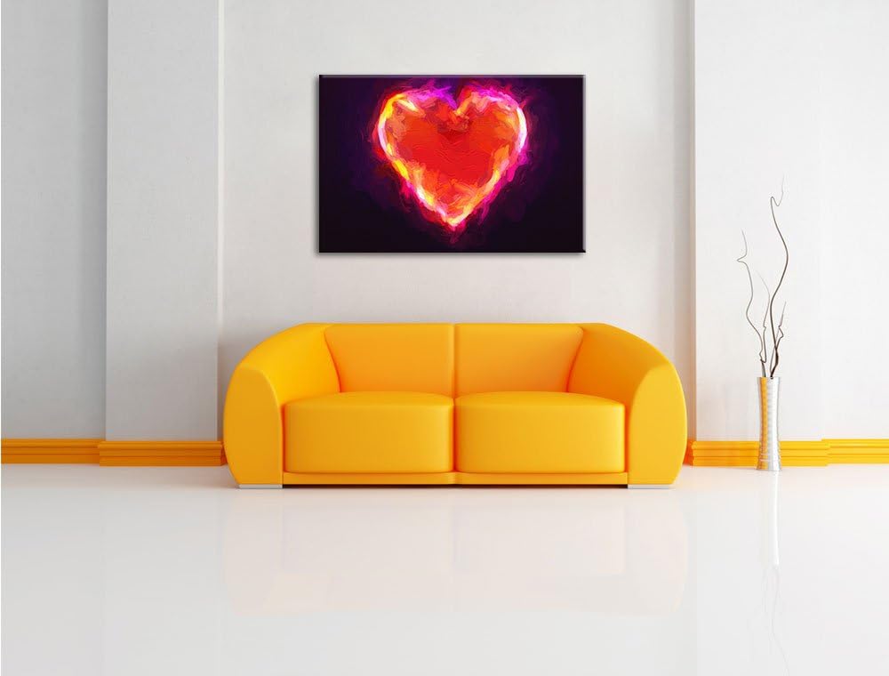 Pixxprint Herz aus Feuer als Leinwandbild/Grösse: 100x70 / Wandbild/Kunstdruck/fertig bespannt, 100x