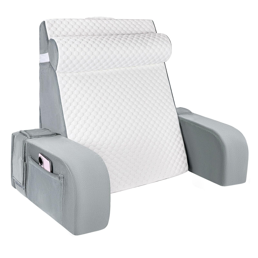 Babenest Gross Lesekissen Bett mit Abnehmbarer Nackenrolle &amp; Armlehne, Ergonomisches Rückenkissen Ko