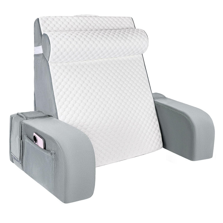 Babenest Gross Lesekissen Bett mit Abnehmbarer Nackenrolle &amp; Armlehne, Ergonomisches Rückenkissen Ko