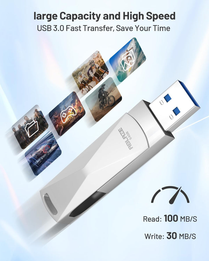 ABLAZE 64 GB USB C Stick, Dual USB 3.0 + Typ C, kompatibel mit iPhone 16/15, Android-Smartphones, Co