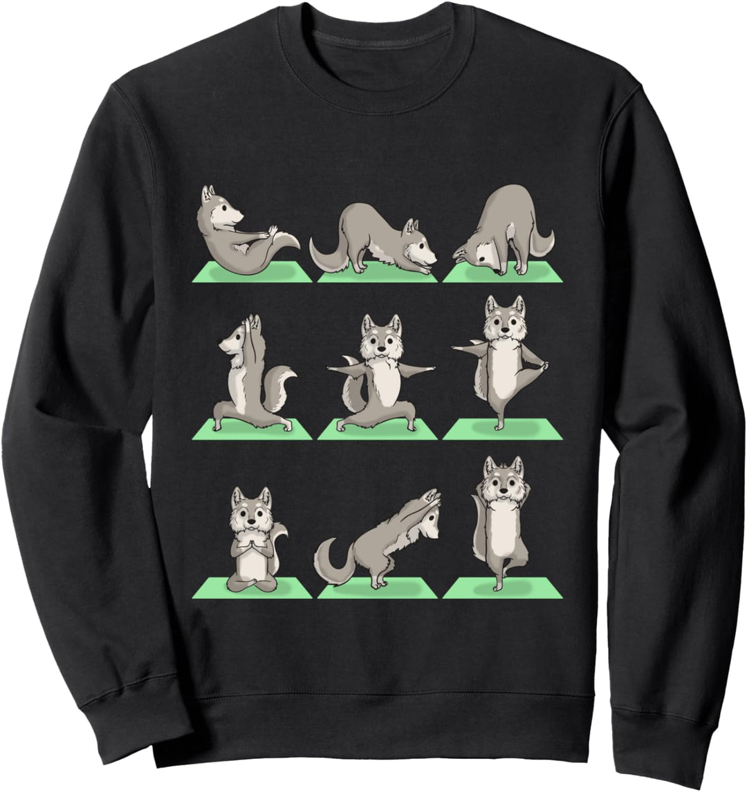 Wolf Yoga Pose Zen Cute Workout Exercise Yogi Funny Sweatshirt