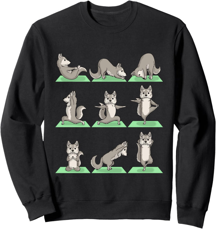 Wolf Yoga Pose Zen Cute Workout Exercise Yogi Funny Sweatshirt