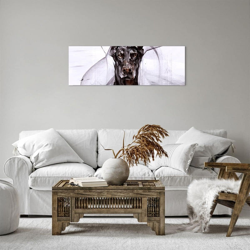 Panorama Bilder auf Leinwand Hund Abstraktion Leinwandbild mit Rahmen 90x30cm Wandbilder Dekoration