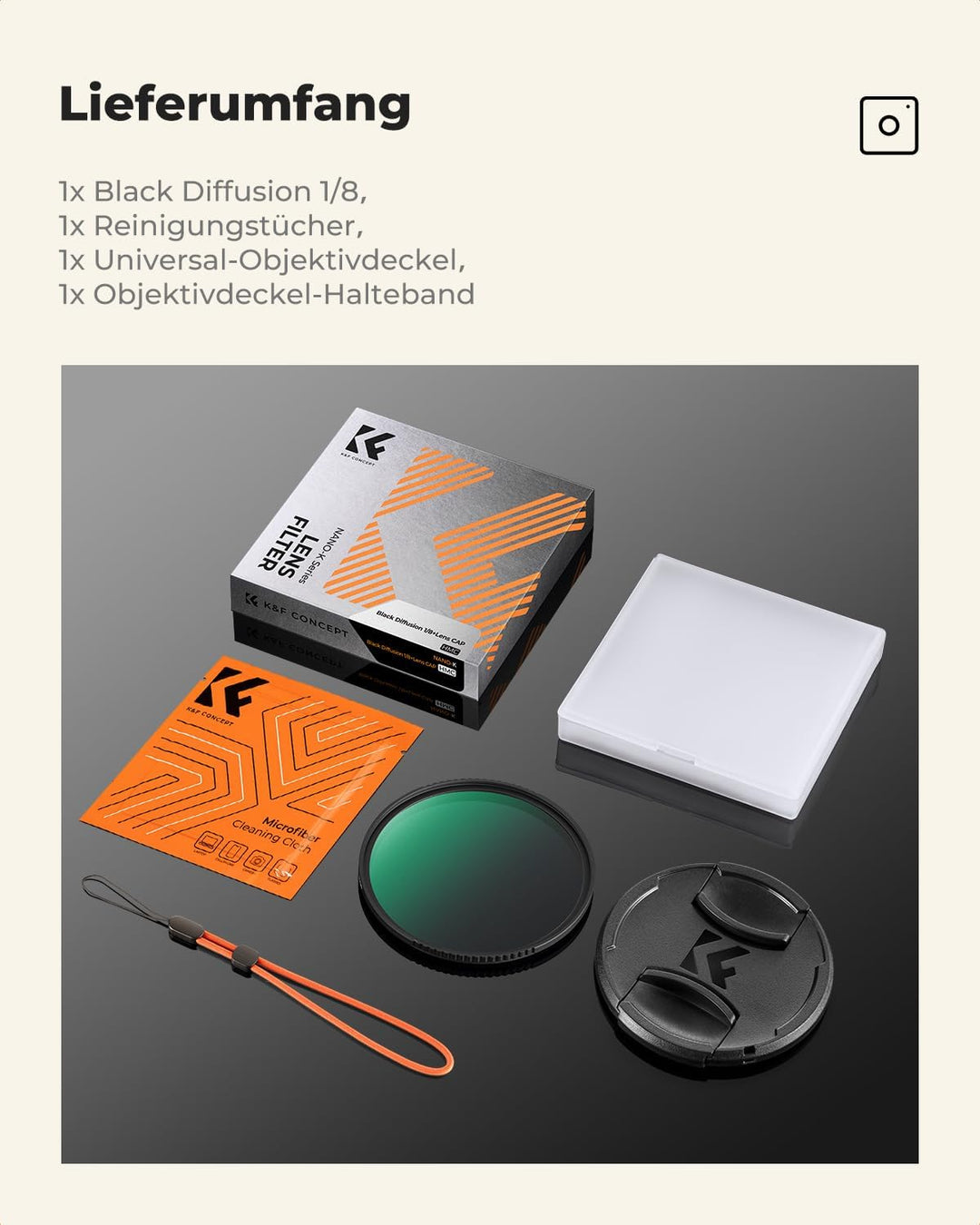 K&amp;F CONCEPT Filter 40.5mm Black Promist 1/8 für Portraitfotografie | mit Objektivdeckel,Cineastische
