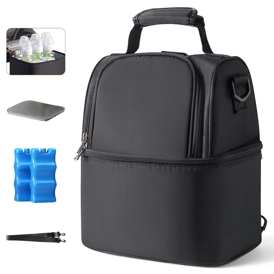 NCVI Muttermilch-Kühltasche mit integrierten Kühlakkus, Isoliertasche für 6 Baby-Flaschen bis zu 150