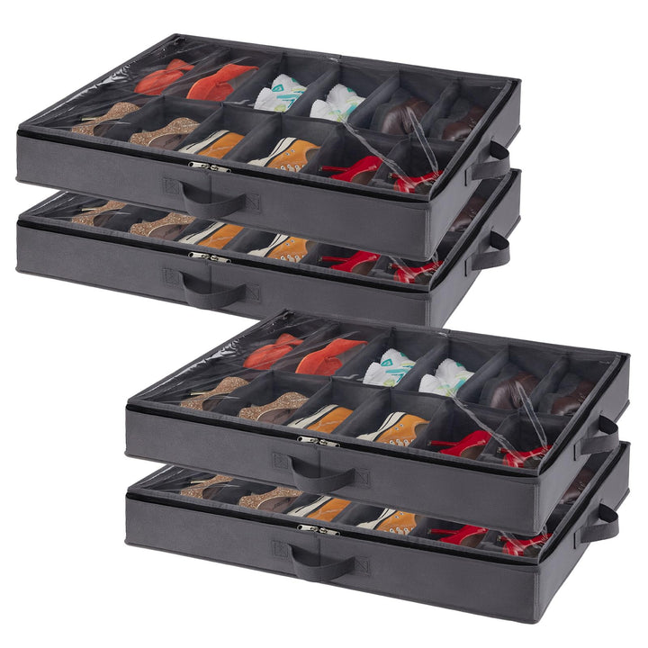 Lifewit 4 Stück Unterbettkommode für Schuhe, Faltbare Unterbett Aufbewahrungsbox Schuhorganizer Schu