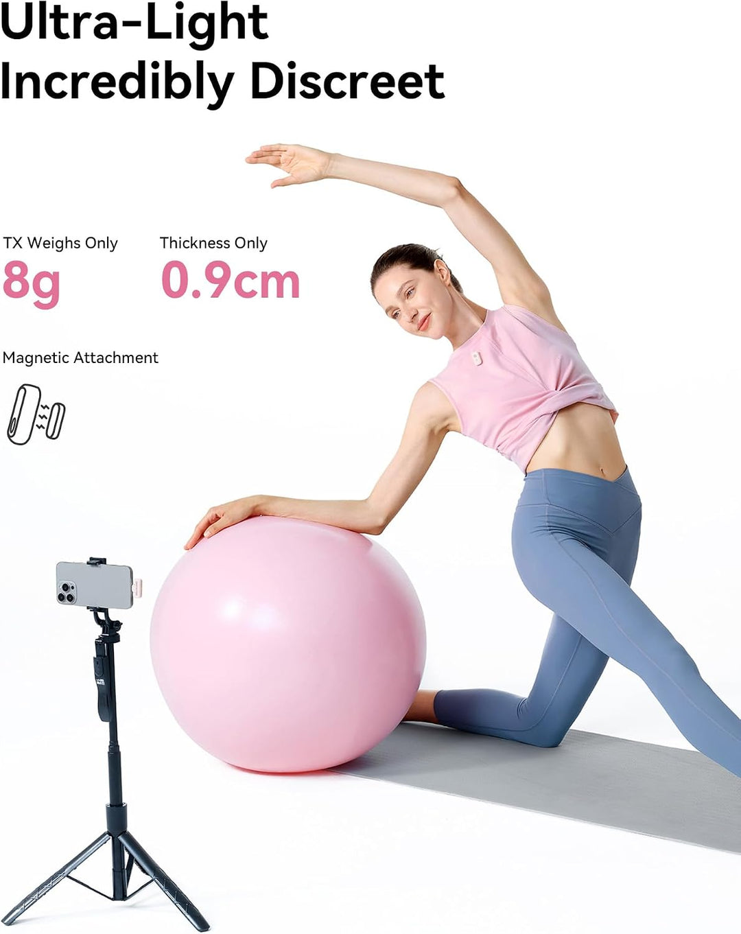Hollyland Lark A1 Combo (Wolkenrosa, mit USB-C RX + Lightning RX + Ladecase) Drahtloses Mikrofon