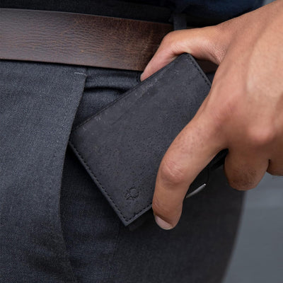 DONBOLSO Geldbörse Korkleder Slim Wallet | Münzfach & RFID Schutz | 11 Karten | Minimalistische Port