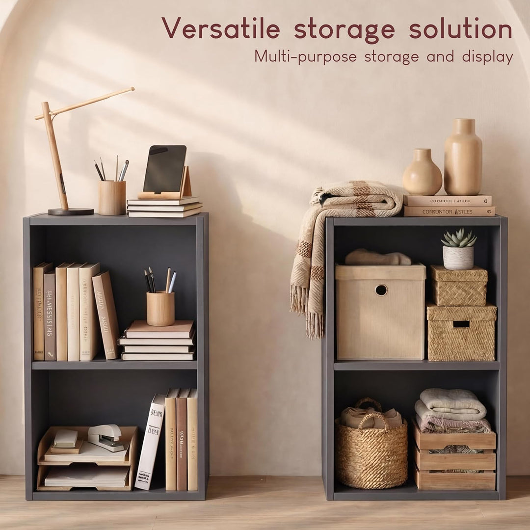 Vida Designs Oxford Bücherregal mit 2 Etagen, Grau aus Holz 2 Etagen Grau, 2 Etagen Grau