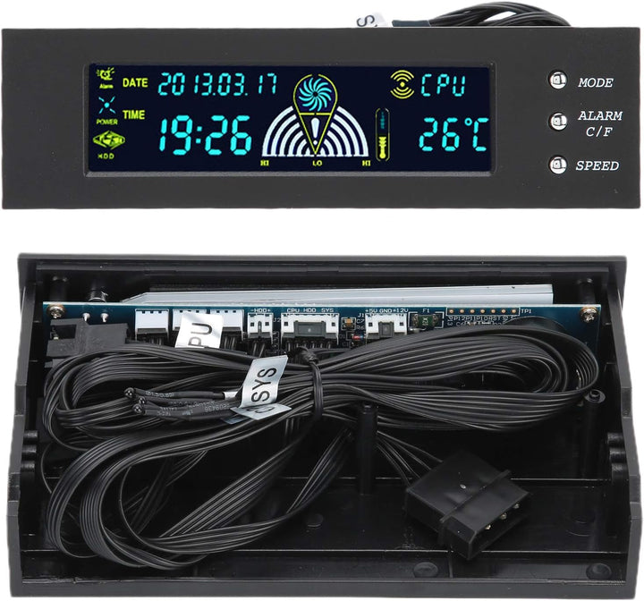 ASHATA Computer 3-Lüfter-Drehzahlregler CPU/HDD/SYS-Temperaturregelung LCD-Frontplatte 5,25 Zoll STW