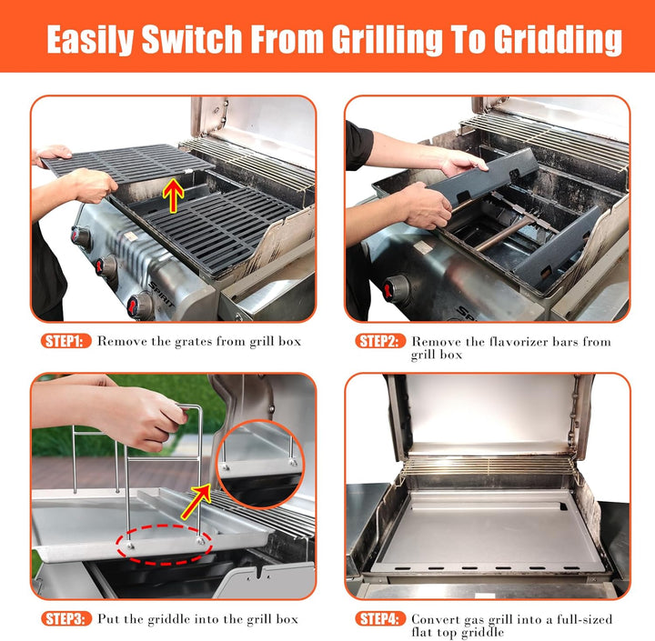 Denmay 58.6 x 44cm Plancha Grillplatte für Weber Spirit 300 Serie, Universal Grillplatte Ersatz für