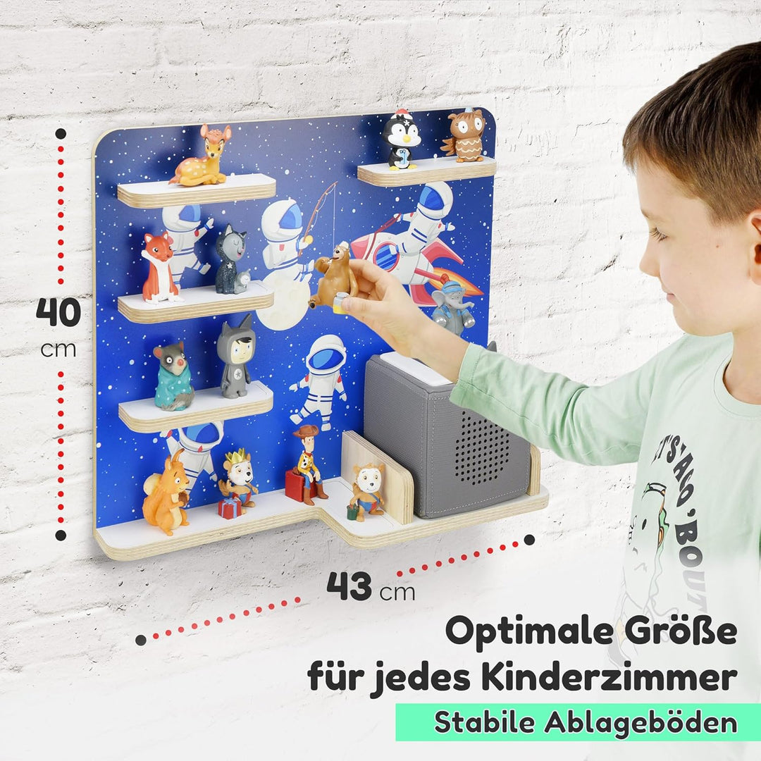 stadtecken Holzregal für Musikbox I Passend für die Toniebox und ca. 35 Tonies I Perfekte Aufbewahru