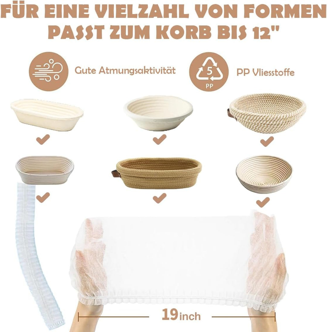 100 Gärkörbchen Vlies-Einlagen - Antihaft-Teigtuch für Brotkörbe, Lebensmittelecht, Ersatz für Bäcke