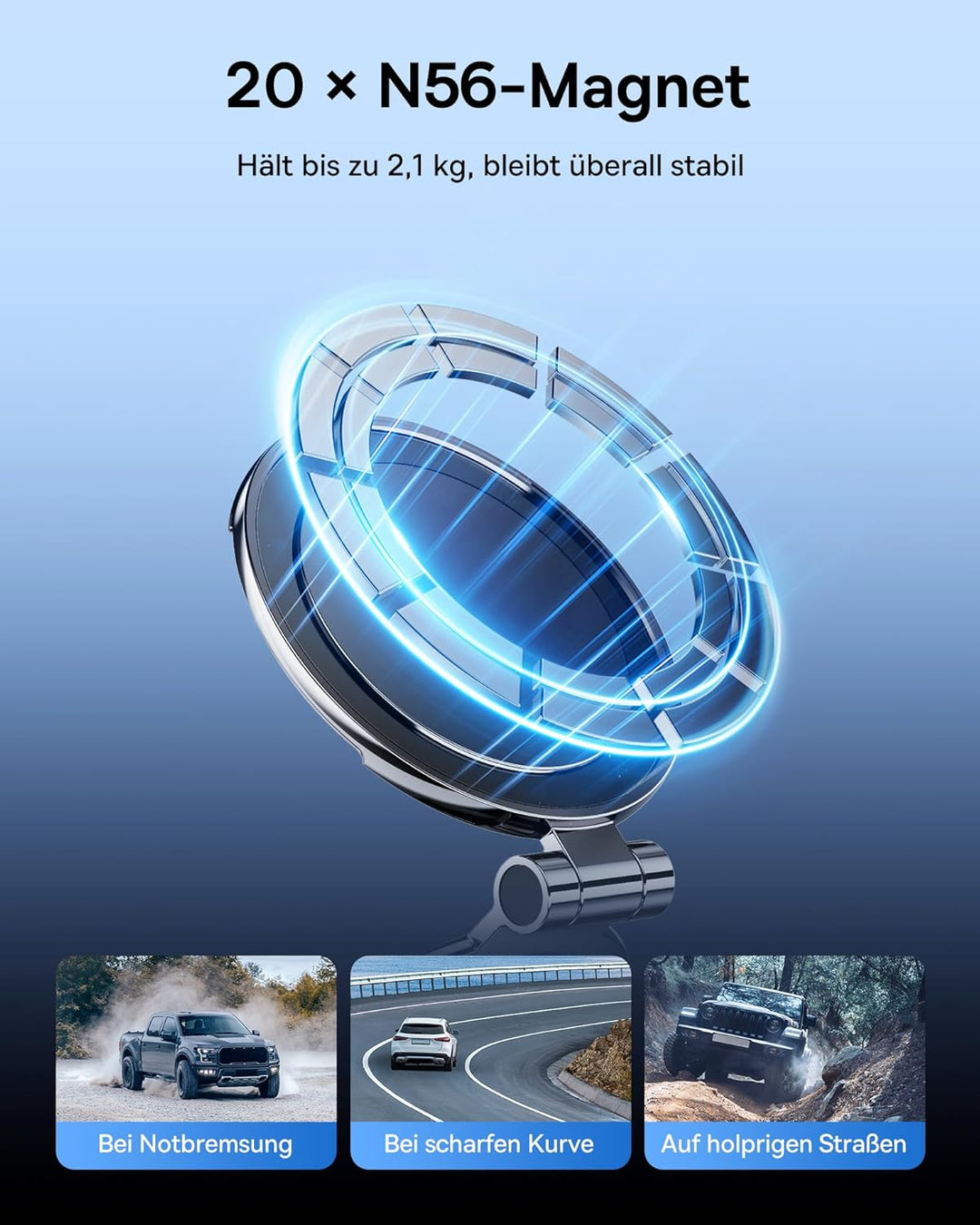 Baseus MagPro II Handyhalterung Auto Magnet, 360° Drehbar & Ausziehbar MagSafe Handy Halterung Auto
