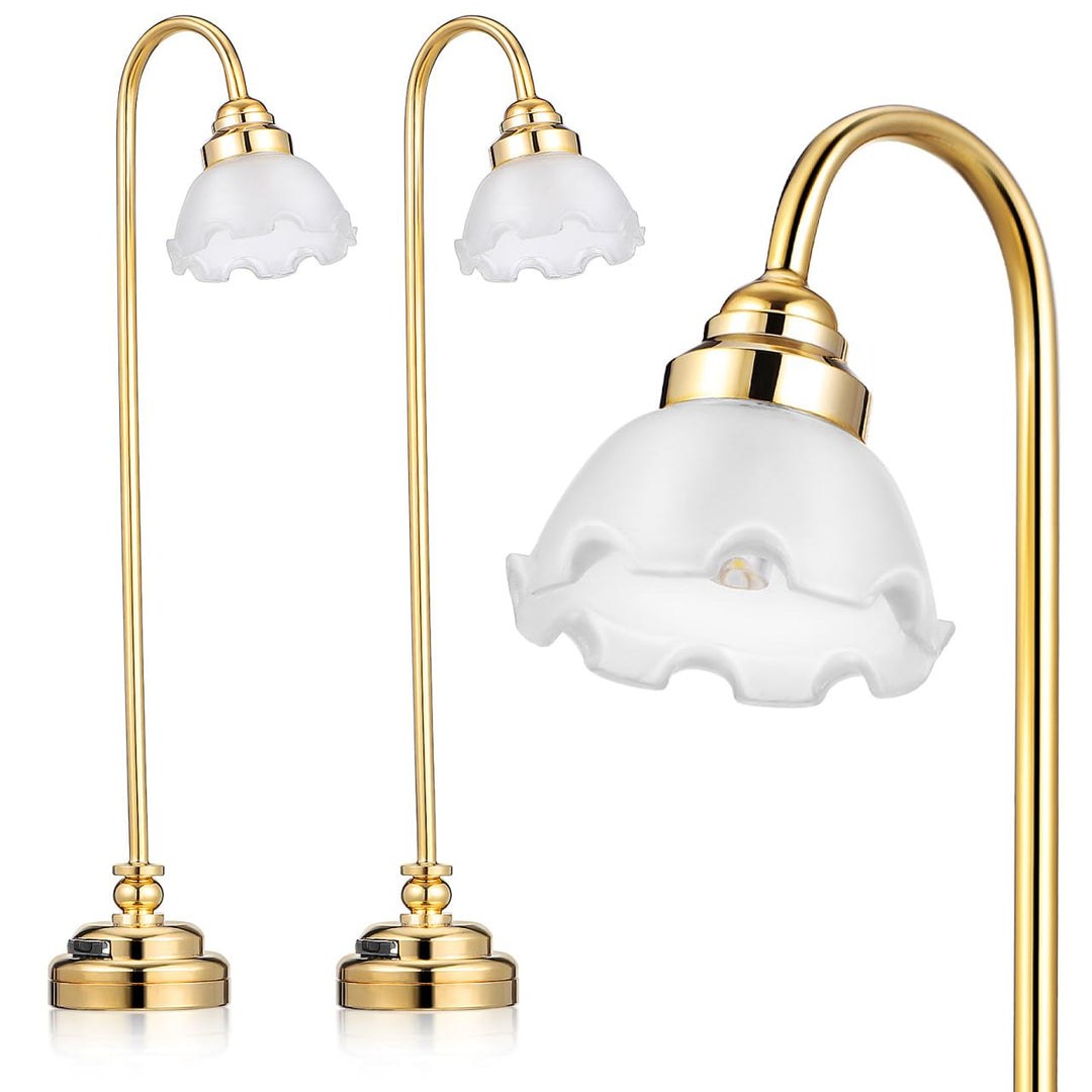 OSALADI Mini-Puppenhauslampe 2 Stück Batteriebetriebene Miniatur Tischlampen Mit Blumenschirm Für Pu