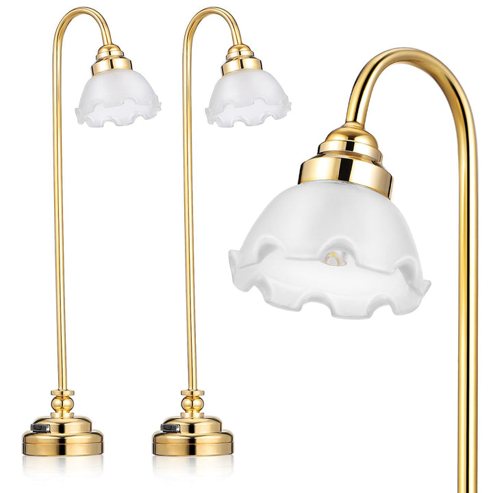 OSALADI Mini-Puppenhauslampe 2 Stück Batteriebetriebene Miniatur Tischlampen Mit Blumenschirm Für Pu