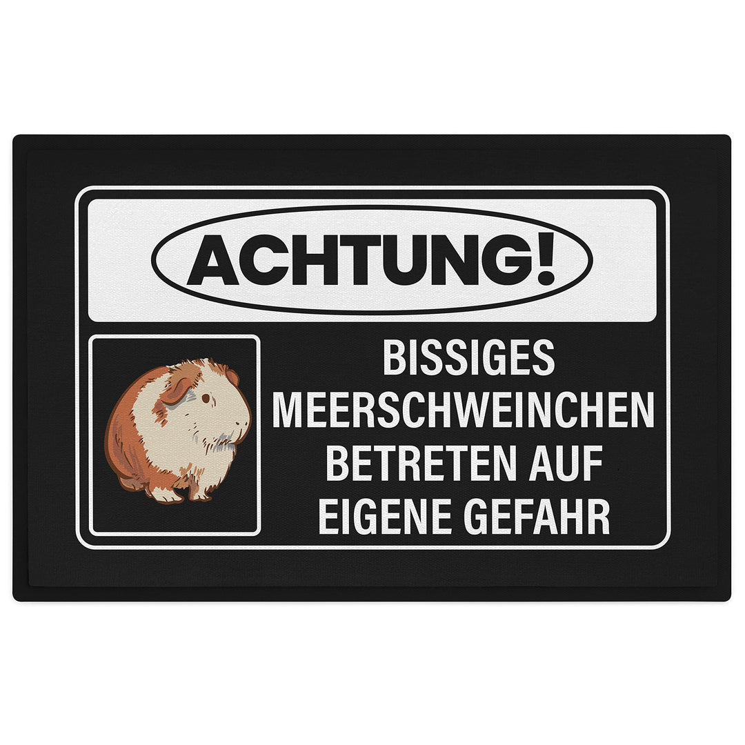 Trendation - Achtung Bissiges Meerschweinchen Fussmatte Geschenk Meerschweinchen Mama Spruch 60x40 c