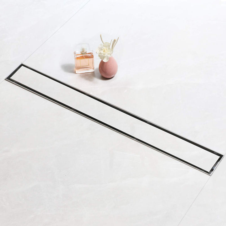 SaniteModar Duschrinne 80cm, Siphon mit Geruchsstop und Haarfilter, Bodenablauf, Befliesbar, Badezim