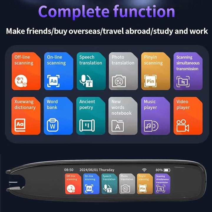Übersetzerstift, 142 Sprachen Smart Voice Pen Scanner, LCD Touchscreen Text zu Sprache Gerät für Leg