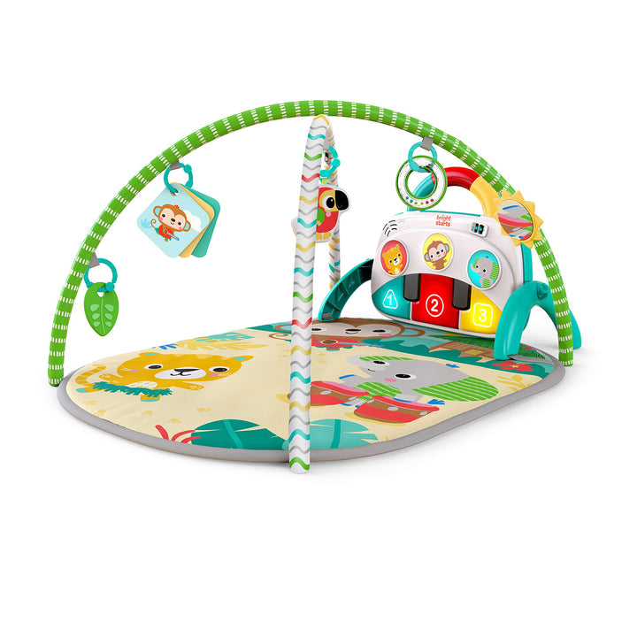 Bright Starts, 4-in-1 Groovin’ Kicks Tropical Safari Spieldecke mit Klavier und Trommel, Mehrfarbig