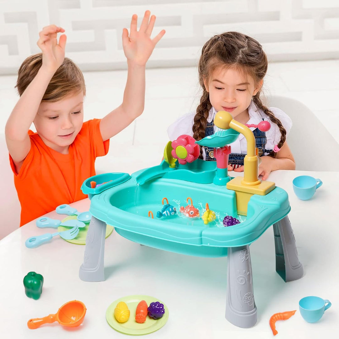 Ark miido Küchenspüle Spielzeug mit fliessendem Wasser, kinderwaschbecken mit Wasserhahn, Waschbecke