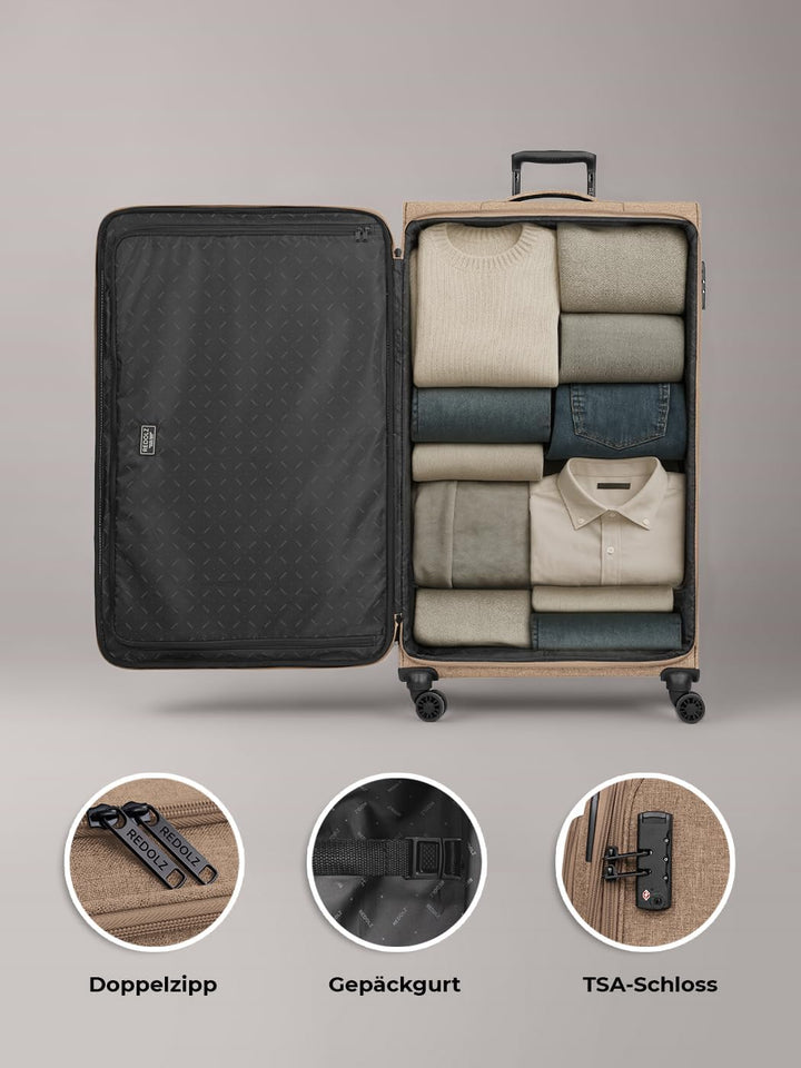 REDOLZ XL Jumbo 4-Rollen Koffer sehr gross 52 x 30 x 90 cm [Sondergrösse] Check-in Trolley mit TSA-S