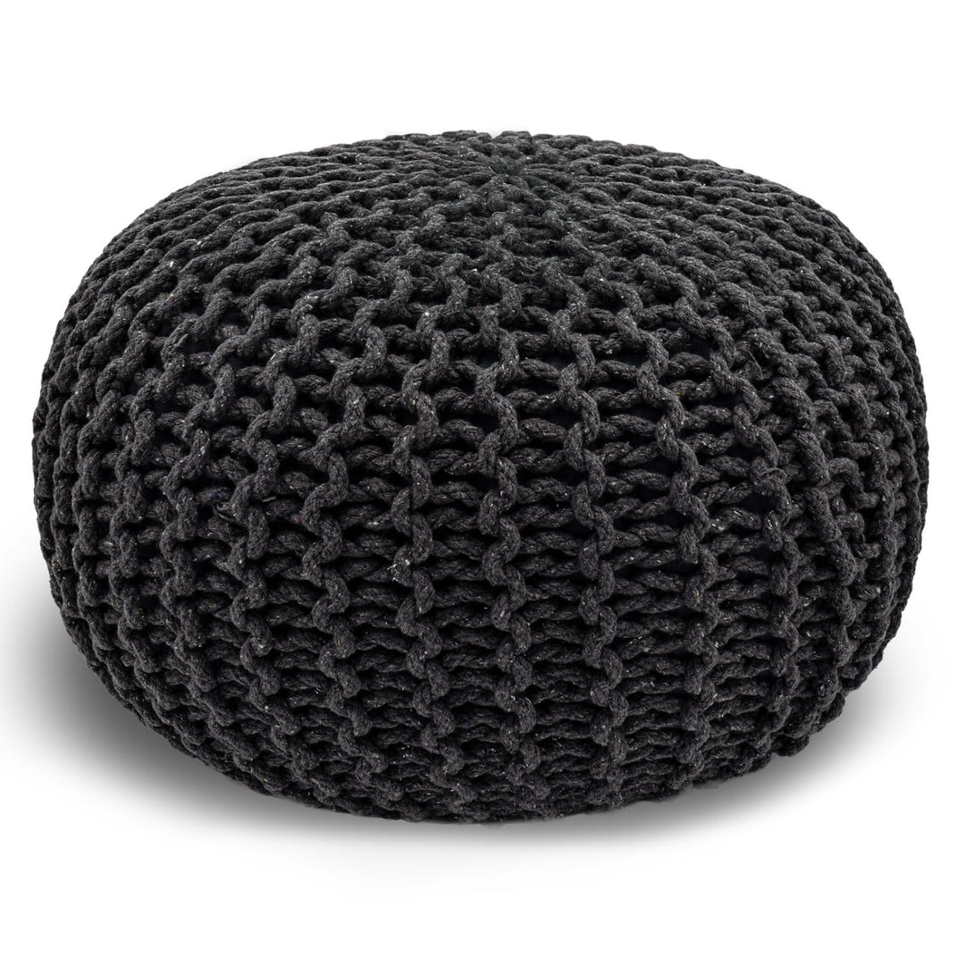casamia Pouf Ø 55 o. 45 cm Sitzpouf Strickhocker Sitzpouf Bodenkissen nachhaltig Grobstrick Optik Gr