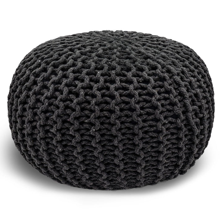 casamia Pouf Ø 55 o. 45 cm Sitzpouf Strickhocker Sitzpouf Bodenkissen nachhaltig Grobstrick Optik Gr