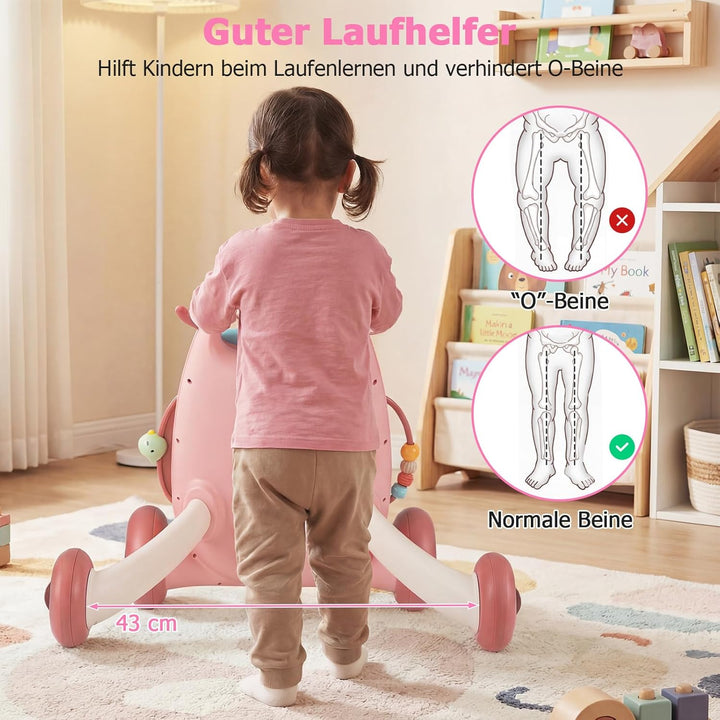 COSTWAY Lauflernwagen Baby, Lauflernhilfe mitovalem Spieler & Formen-Sortierer, Laufhilfe mit Rassel
